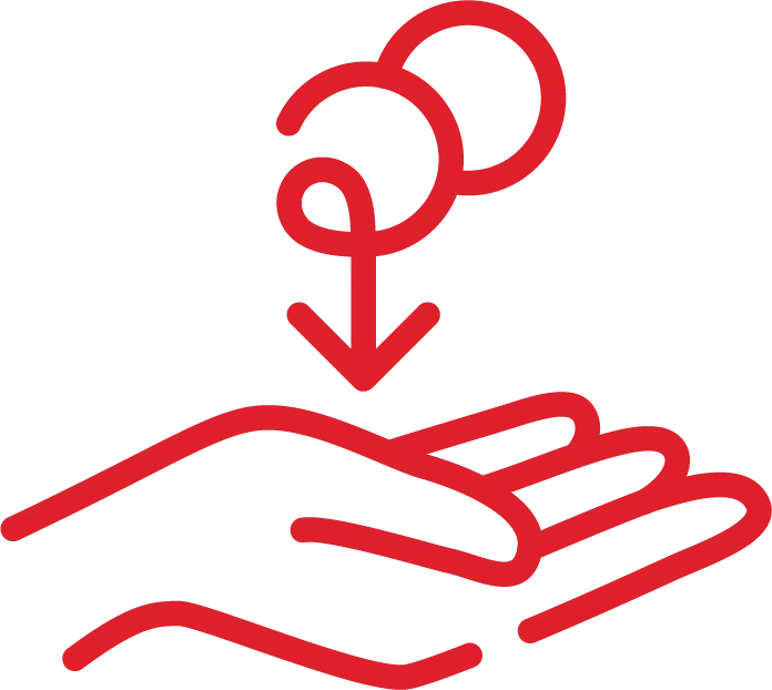 Hand som håller i mynt